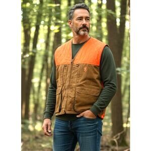 Browning Reactar Upland Hunting Vest Tan Blaze Orange Canvas Mens 2XL